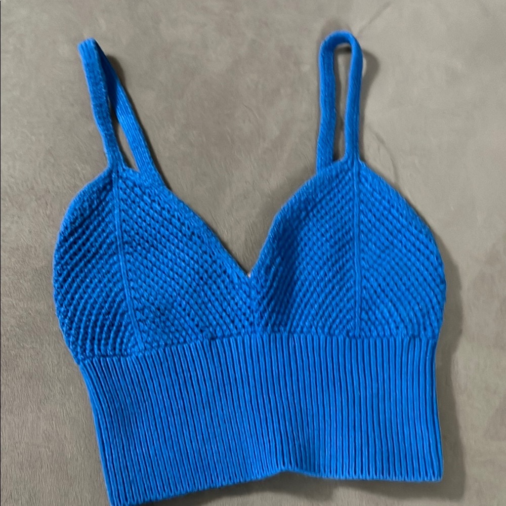The copper closet royal blue knit tank small crop